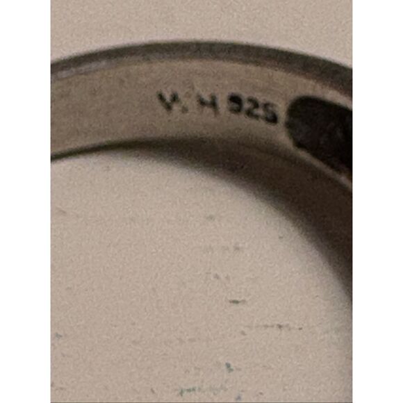 Genuine Turquoise Sterling Silver Ring (W.H. 925) – Filigree Scroll Band – Size - Picture 4 of 12